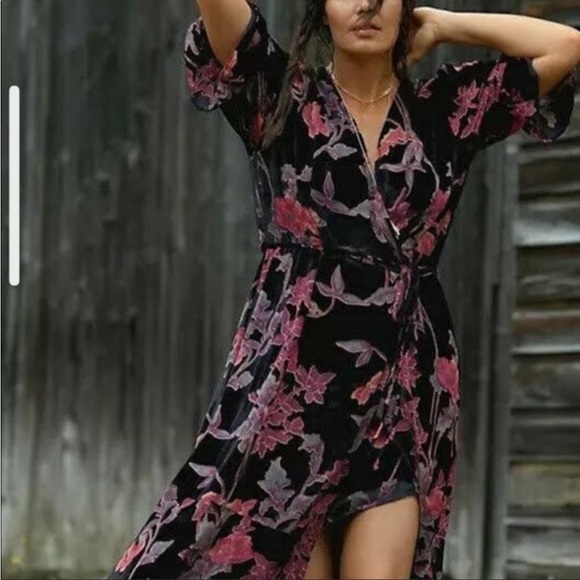 Anthropologie HUTCH velvet wrap Maxi dress - Picture 7 of 9